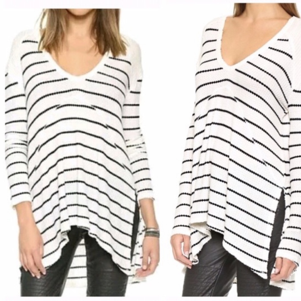 Free People Sunset Park Waffle Knit Striped Top